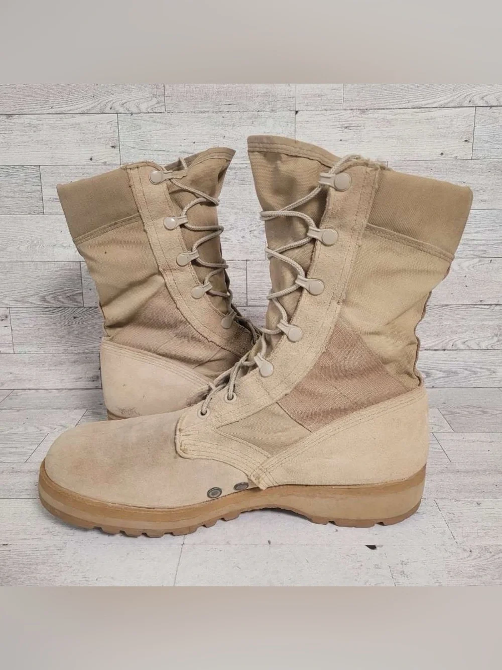 Men's Army Dessert Tan Suede Military Hot Weather Tactical Combat Boots Size 10